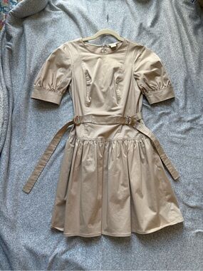 Shoshanna Beige Mini Dress with Belted Waist